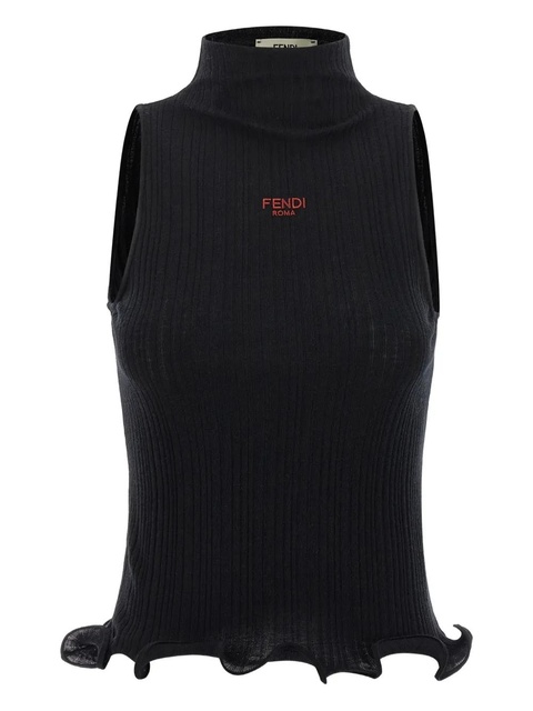 FENDI ruffled high-neck top - Black - zdjęcie produktu nr 1