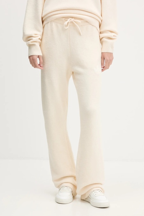 adidas Originals spodnie dresowe z domieszką wełny Knitted Pants damskie kolor beżowy gładkie KF2536 - zdjęcie produktu nr 1