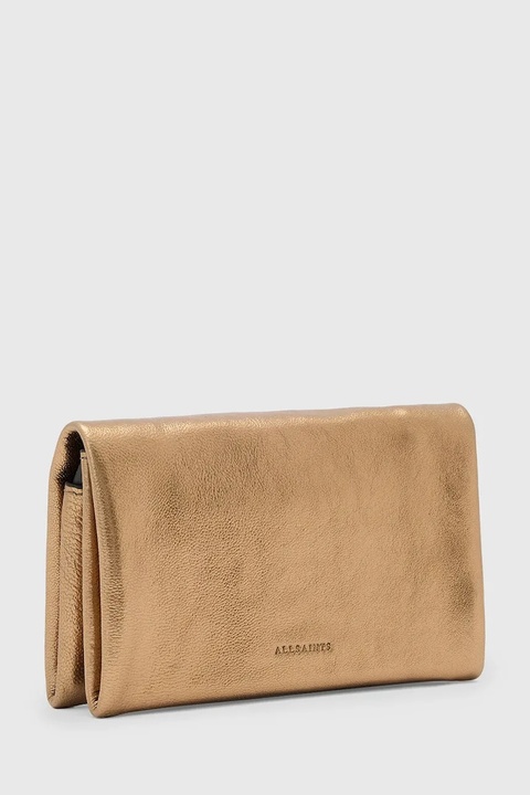 AllSaints portfel skórzany HARLUNA damski kolor złoty W205XD - zdjęcie produktu nr 1