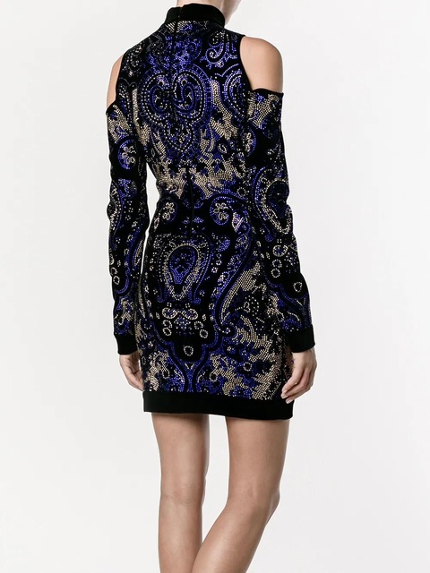 Balmain cold-shoulder mini dress - Blue - zdjęcie produktu nr 2