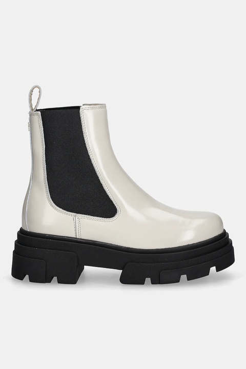 Tommy Hilfiger sztyblety skórzane TH SHINY LEATHER CHELSEA damskie kolor beżowy na platformie lekko ocieplone FW0FW09042 - zdjęcie produktu nr 2