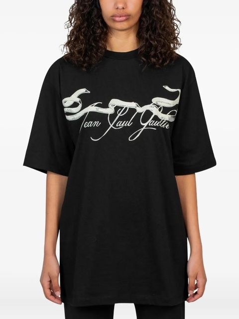 Jean Paul Gaultier ribbon-print spray-effect t-shirt - Black - zdjęcie produktu nr 1