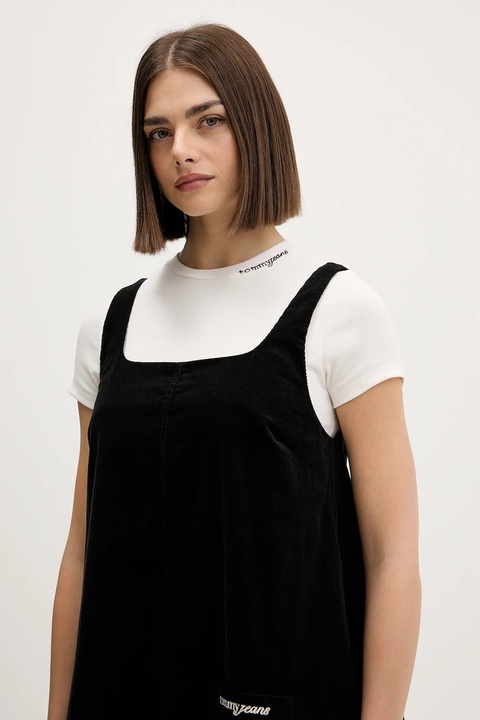 Tommy Jeans sukienka bawełniana kolor czarny mini rozkloszowana DW0DW22463 - zdjęcie produktu nr 2