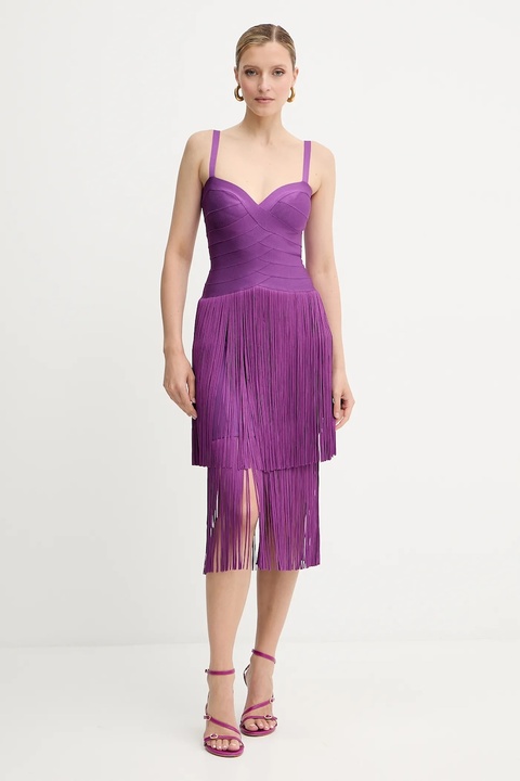 Herve Leger sukienka Georgia kolor fioletowy mini dopasowana FRI8525605 - zdjęcie produktu nr 1