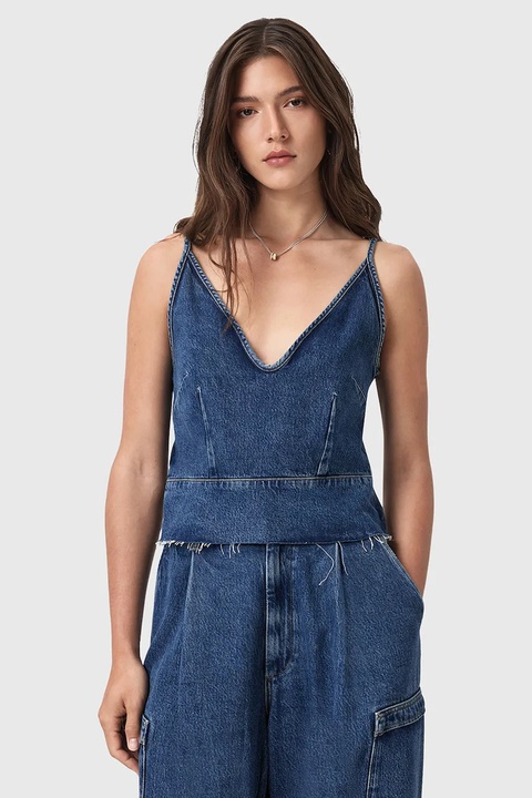 AllSaints bluzka jeansowa LILAH damska kolor niebieski gładka W006PD - zdjęcie produktu nr 1