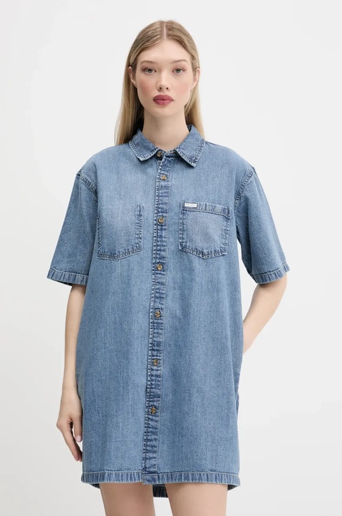 Guess Jeans sukienka jeansowa kolor niebieski mini prosta W5GK99 D5M81 - zdjęcie produktu nr 1