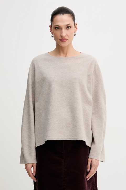 Marc O'Polo sweter z dodatkiem wełny damski kolor beżowy lekki 510609860487 - zdjęcie produktu nr 1