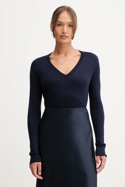 United Colors of Benetton sweter z domieszką jedwabiu damski kolor granatowy lekki 1ZRED402L - zdjęcie produktu nr 1