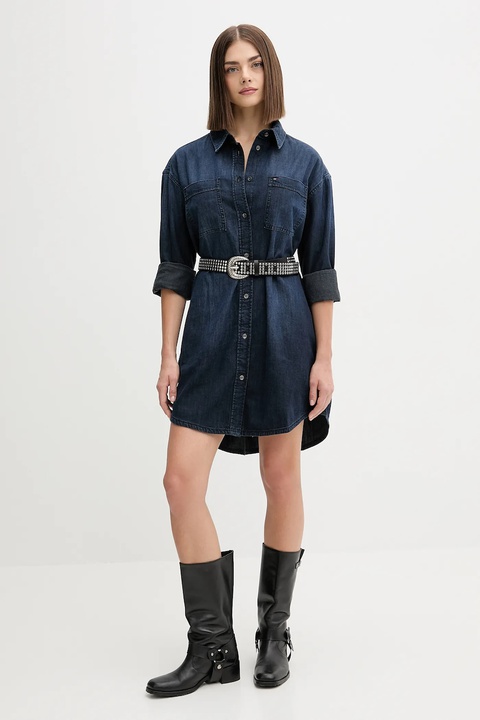 Tommy Jeans sukienka jeansowa kolor granatowy mini oversize DW0DW21650 - zdjęcie produktu nr 2
