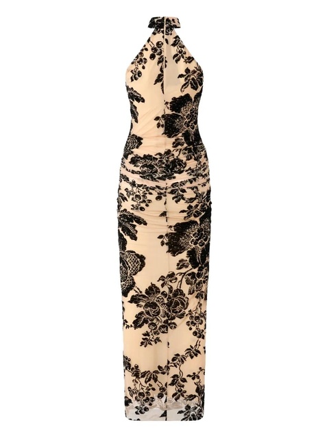 PINKO floral-print halter-neck midi dress - NZ8 NUDO/NERO - zdjęcie produktu nr 1