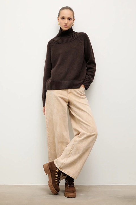 Answear.LAB botki zamszowe kolor brązowy na platformie - zdjęcie produktu nr 2