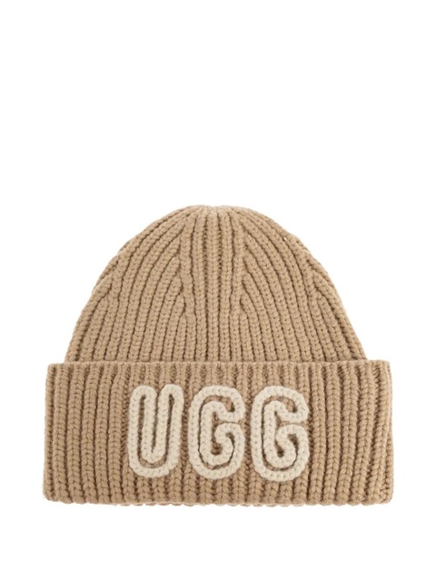 UGG ribbed logo beanie hat - Neutrals - zdjęcie produktu nr 1