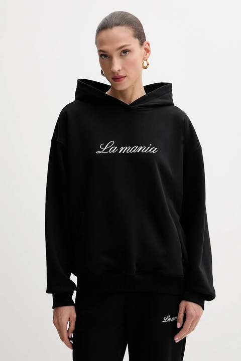 La Mania bluza damska kolor czarny z kapturem z aplikacją ROCKY - zdjęcie produktu nr 1