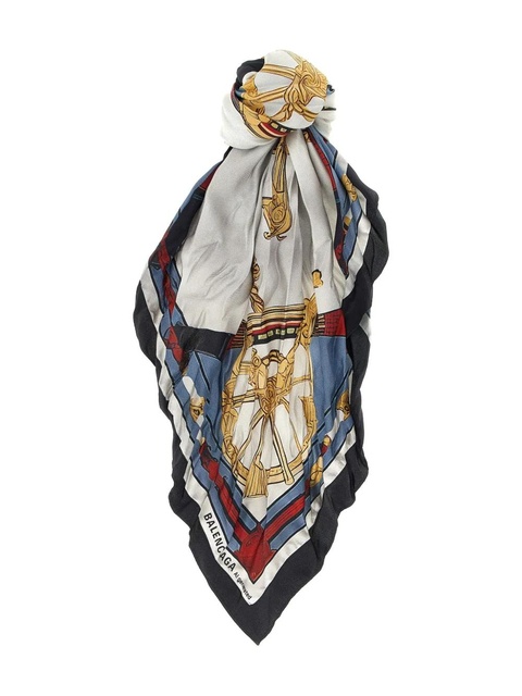 Balenciaga AI patterned silk twill scarf - Neutrals - zdjęcie produktu nr 1