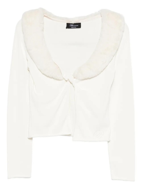 Blumarine faux-fur-collar cardigan - White - zdjęcie produktu nr 1