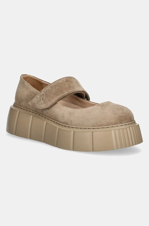 Inuikii baleriny zamszowe Matilda M.J. Suede damskie kolor beżowy na platformie 1012.005.0021.250 / 30102-058 - zdjęcie produktu nr 1