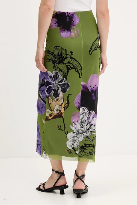 Desigual spódnica TULLEFLOWERS kolor zielony maxi prosta 25WWFK03 - zdjęcie produktu nr 2