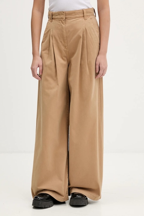 Tommy Jeans spodnie bawełniane damskie kolor zielony szerokie high waist DW0DW22634 - zdjęcie produktu nr 1