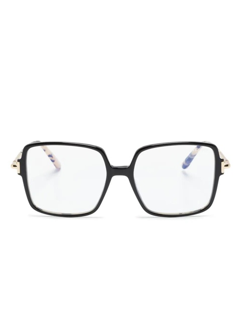 TOM FORD Eyewear tortoiseshell-effect square-frame glasses - Black - zdjęcie produktu nr 1