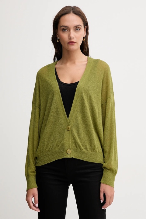 United Colors of Benetton kardigan z wełną damski kolor zielony lekki 109PD6056 - zdjęcie produktu nr 1