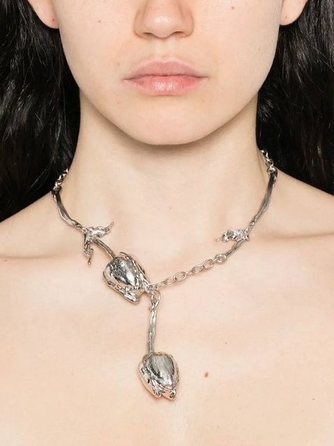 Marni palladium-plated metal rose necklace - Silver - zdjęcie produktu nr 1