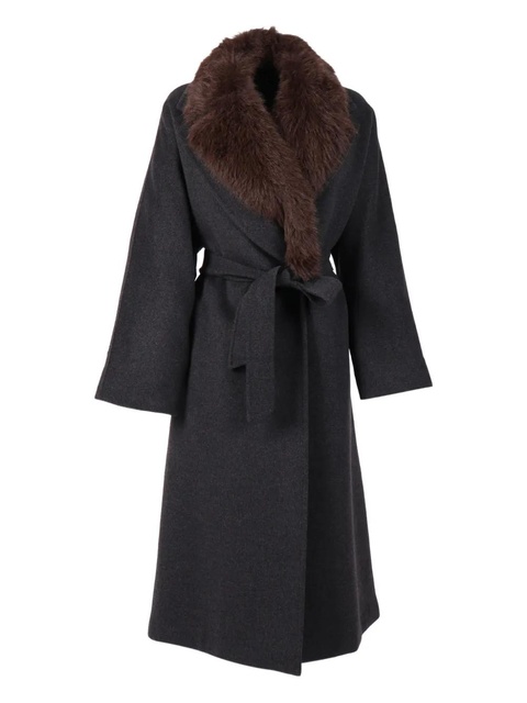 Weekend Max Mara fur collar belted coat - Grey - zdjęcie produktu nr 1