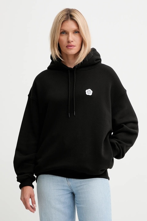 Kenzo bluza bawełniana damska kolor czarny z kapturem z aplikacją FF62HO4534MB - zdjęcie produktu nr 1