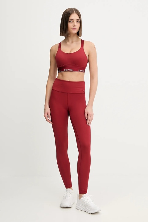 Calvin Klein Performance legginsy treningowe kolor bordowy gładkie LVGWS5L612 - zdjęcie produktu nr 1