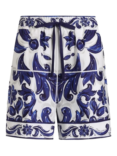 Dolce & Gabbana Majolica-print drawstring shorts - Blue - zdjęcie produktu nr 1