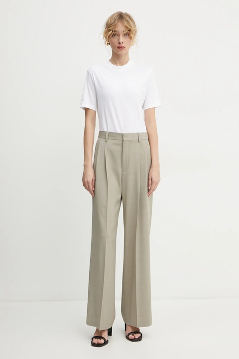 Filippa K spodnie wełniane kolor beżowy proste high waist 29582 - zdjęcie produktu nr 1