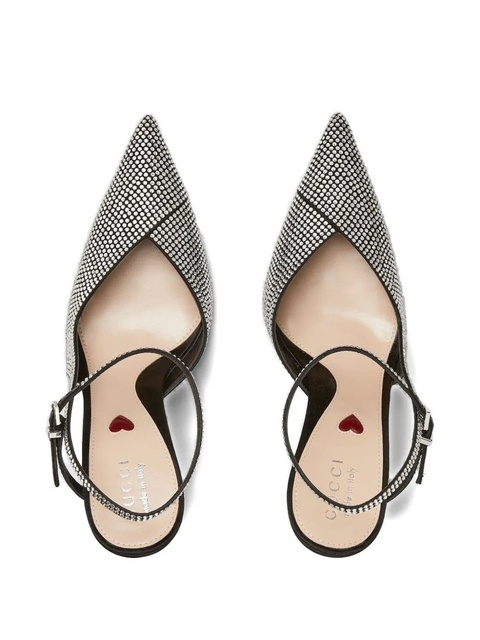 Gucci 105mm crystal-embellished slingback pumps - Black - zdjęcie produktu nr 2