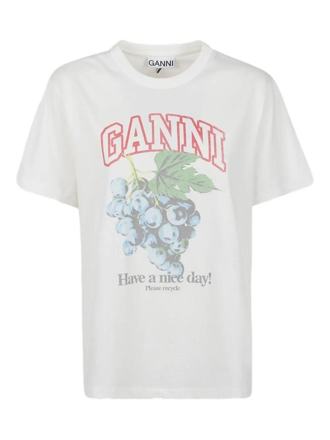 GANNI grapes basic cotton jersey t-shirt - White - zdjęcie produktu nr 2