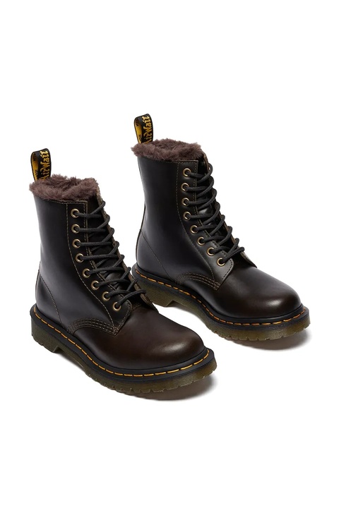Dr. Martens workery skórzane 1460 Serena damskie kolor brązowy na platformie lekko ocieplone DM41414020 - zdjęcie produktu nr 2