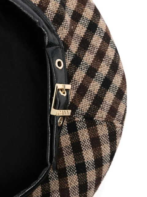GANNI checked beret - Brown - zdjęcie produktu nr 2