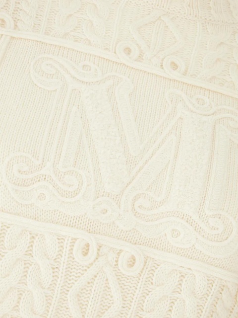 Max Mara monogram-detail cable-knit sweater - White - zdjęcie produktu nr 2