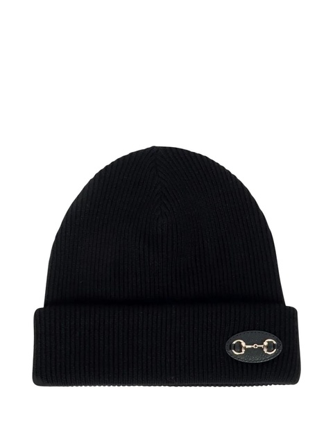 Gucci Horsebit-detail ribbed beanie hat - Black - zdjęcie produktu nr 1