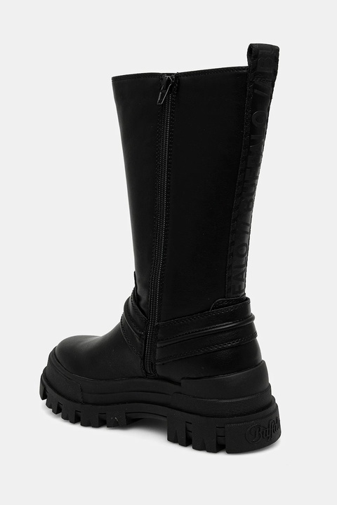 Buffalo botki Aspha Biker Boot Hi damskie kolor czarny na płaskim obcasie ocieplone 1270123-BLK - zdjęcie produktu nr 2
