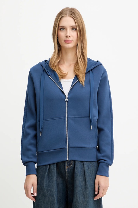 Guess bluza damska kolor niebieski z kapturem z aplikacją W5YQ05 KBYE2 - zdjęcie produktu nr 1