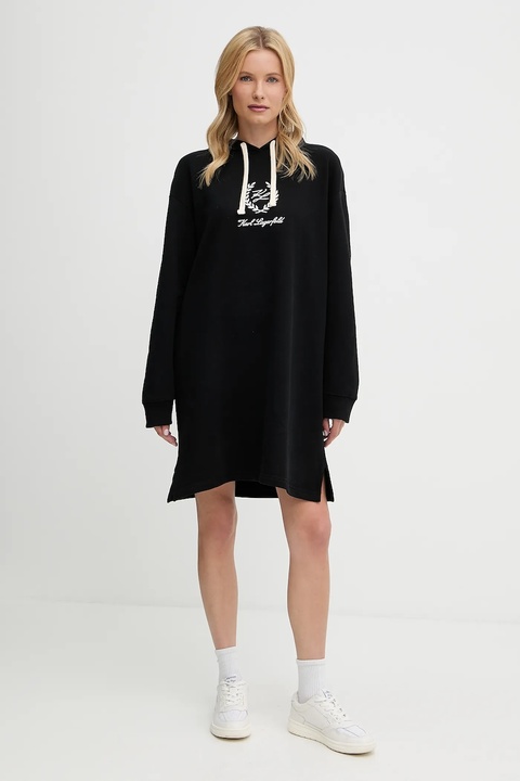 Karl Lagerfeld sukienka bawełniana kolor czarny mini oversize A3W44010 - zdjęcie produktu nr 1