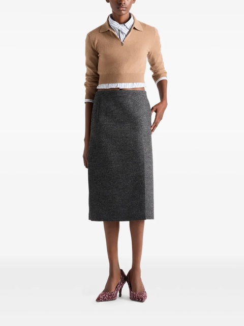 Prada triangle-logo half-zip sweater - Brown - zdjęcie produktu nr 2