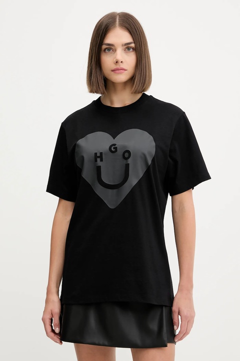 Hugo Blue t-shirt bawełniany damski kolor czarny 50545053 - zdjęcie produktu nr 1
