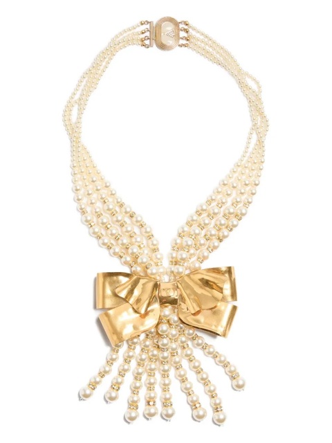 Valentino Garavani bow-pendant pearl necklace - Gold - zdjęcie produktu nr 1