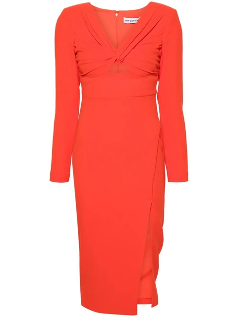 Self-Portrait twist-detail crepe midi dress - Orange - zdjęcie produktu nr 1