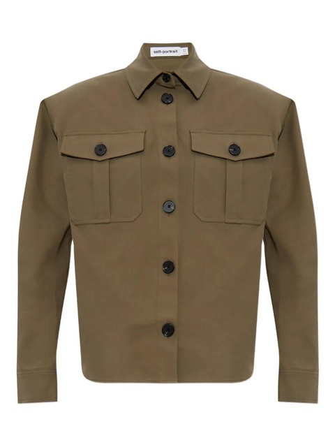Self-Portrait padded-shoulder shirt - Green - zdjęcie produktu nr 1