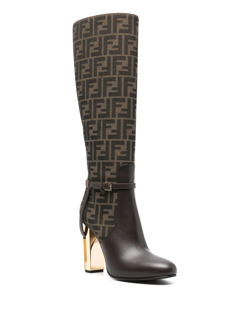 FENDI Delfina 110mm monogram knee-high boots - Brown - zdjęcie produktu nr 2