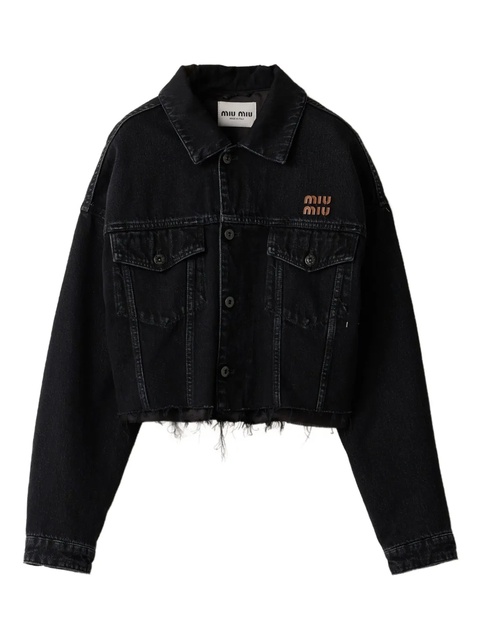 Miu Miu logo-patch denim jacket - Black - zdjęcie produktu nr 1