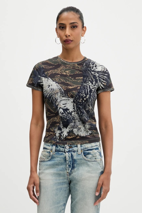 Diesel t-shirt bawełniany T-UNCUTIE-LONG-R1 damski kolor szary A19551.0DLBM - zdjęcie produktu nr 1