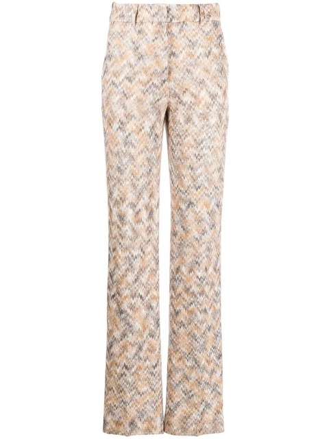 Missoni zigzag-knit straight-leg trousers - Neutrals - zdjęcie produktu nr 1
