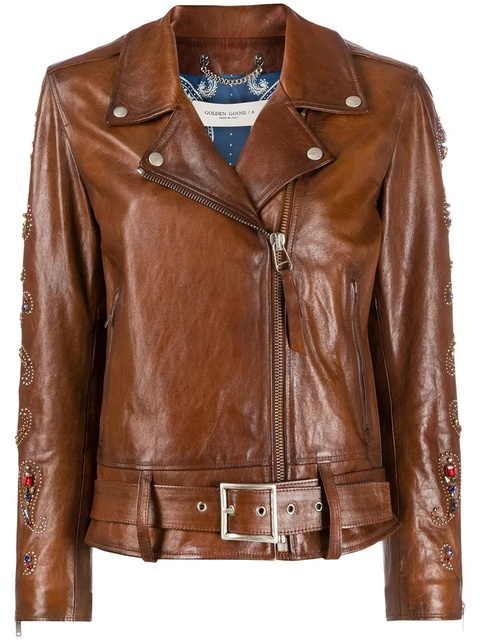 Golden Goose embellished biker jacket - Brown - zdjęcie produktu nr 1