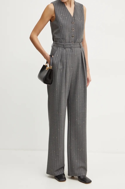 Simona Corsellini spodnie z domieszką wełny kolor szary szerokie high waist A24CPPA014 - zdjęcie produktu nr 1